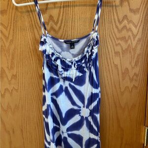 Blue and White Tie-Dye Sleeveless Top
